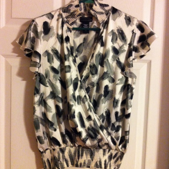 Dressy black and white top