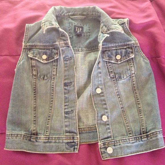 Medium wash denim vest
