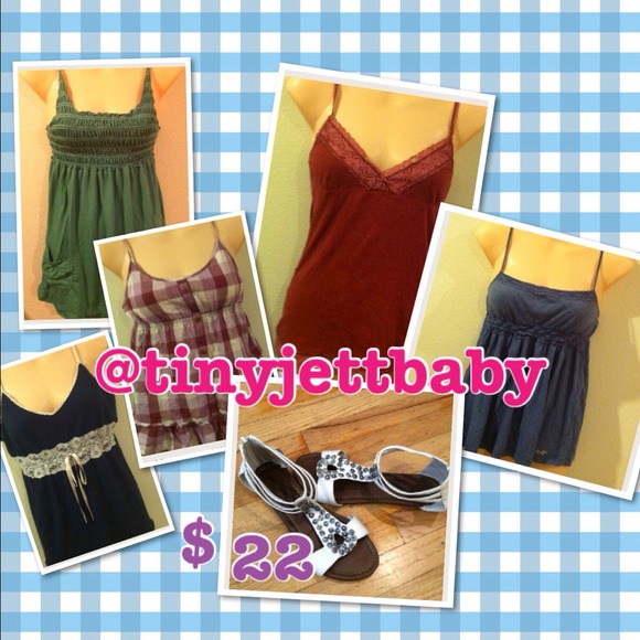🎉Bundle for @tinyjettbaby🎉 Sandals and 5 tops