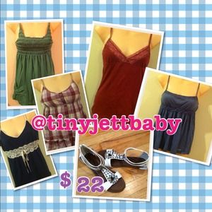 🎉Bundle for @tinyjettbaby🎉 Sandals and 5 tops