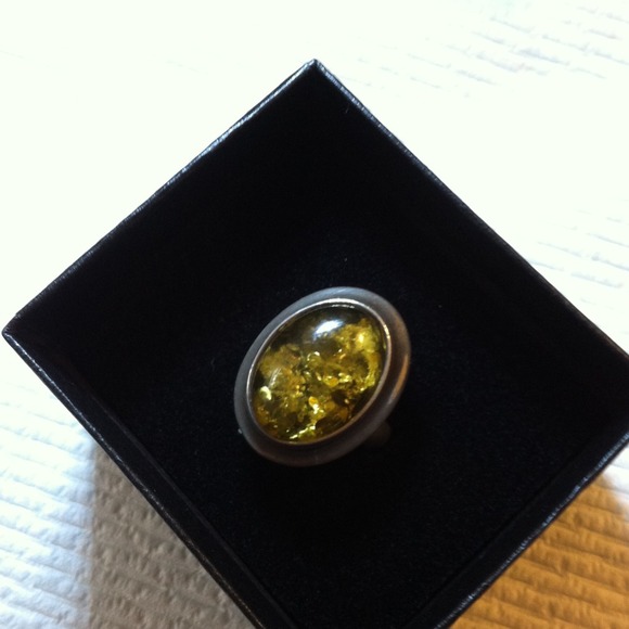 Green Amber Ring