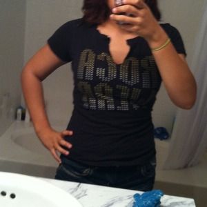 Rocawear black neck slit stretchy shirt