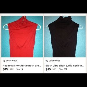 Tight spandex turtle neck ultra mini dress