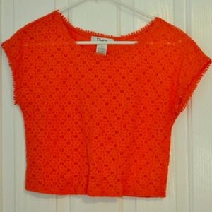 Coral Top with Floral Pattern