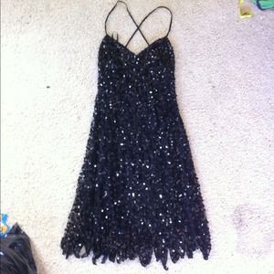 Betsey Johnson black sequin evening dress