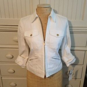 Ralph Lauren Petites White Stretch Denim Jacket