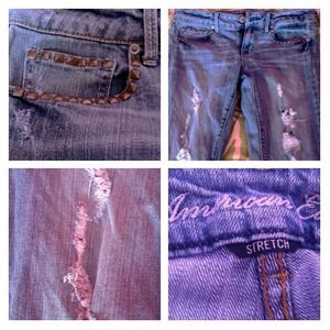 Studded and Ripped Light American Eagle Jeans
