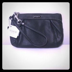 Coach leather pleated wristlet
