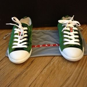 Prada crushed velvet sneakers