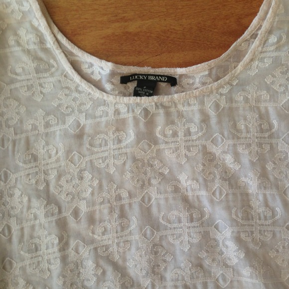 *SOLD* Lucky Brand Oversized Ivory Boho Hippie Top - Picture 3 of 4