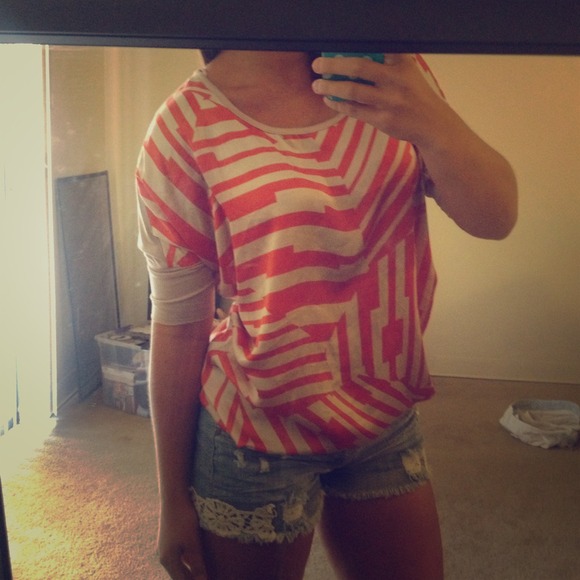 Orange and tan silky blouse!
