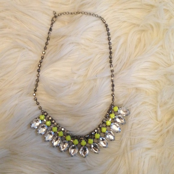 H&M yellow neon rhinestone necklace