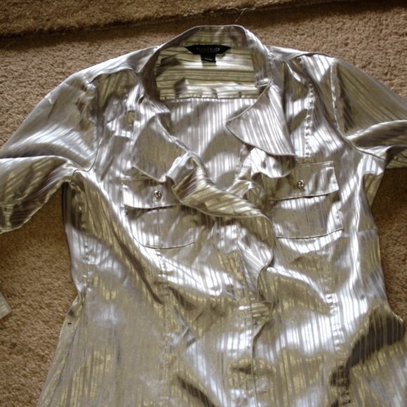 TRADED!!Silver button up pin stripe shirt!