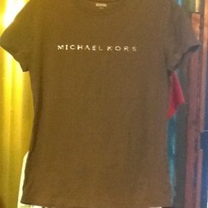 SOLD.  Michael Kors Brown T Shirt with Rhinestones