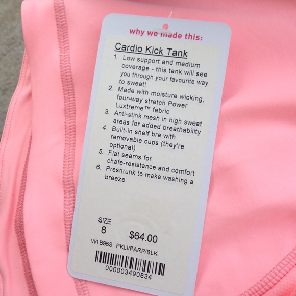 Sold NEW Pale Pink LULULEMON CARDIO Tank w Tags - Picture 4 of 4
