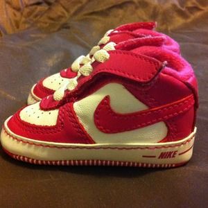 Pink and white nikes