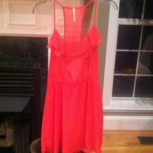 Coral sheer dress