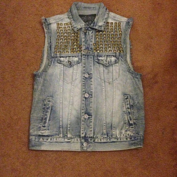 Men's denim vest with gold studs