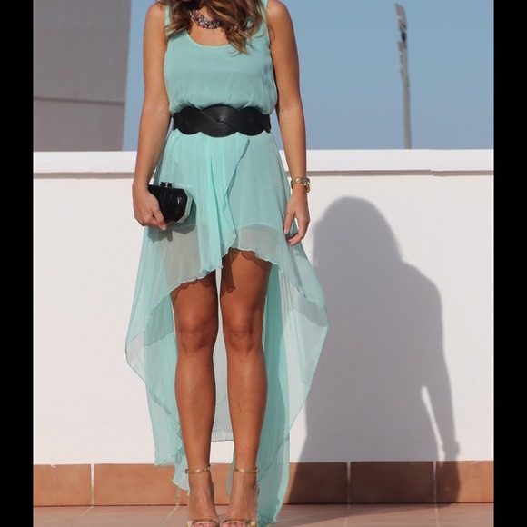 Mint chiffon hi lo dress