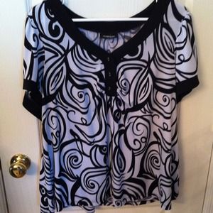 Plus Size- Black and White blouse.