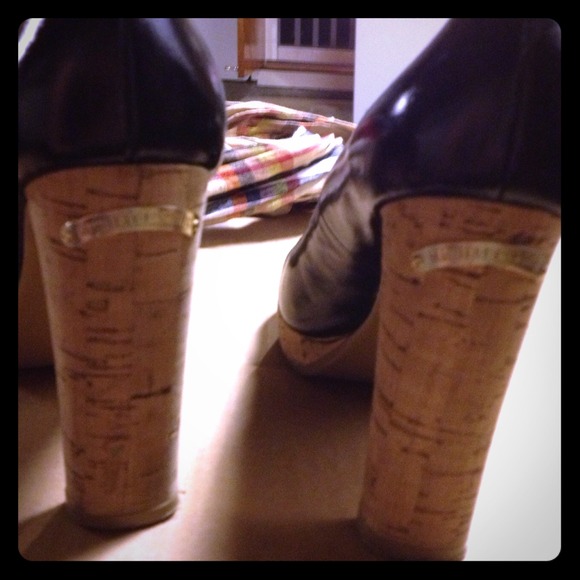 Michael Kors Black Leather heels with MK on heel!