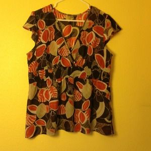 Fall leaves sheer v neck with synch waste