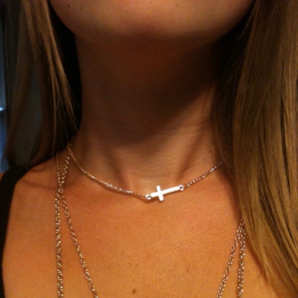 Tiny Gold Sideways Cross Necklace