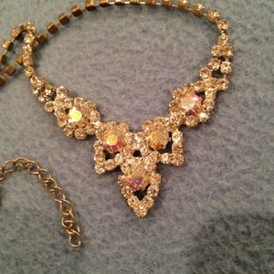 Rainbow colored rhinestone necklace