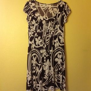 Brown and white flower dress with empire waste