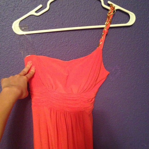 Hot orange one shoulder dress