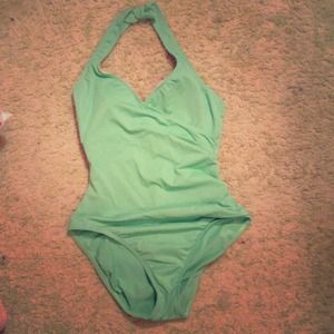 Talbots green one piece bathing suit NWOT