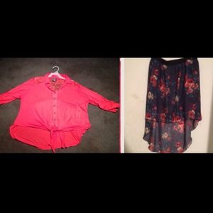 Florar print skirt  & adorable top hi-low