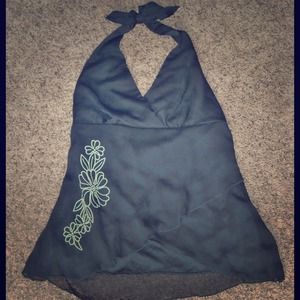 Pretty black flowy halter top - NWT