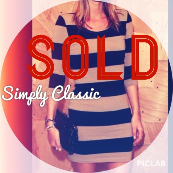 Taupe/black Stripe Body Con Dress NO TRADES/HOLDS