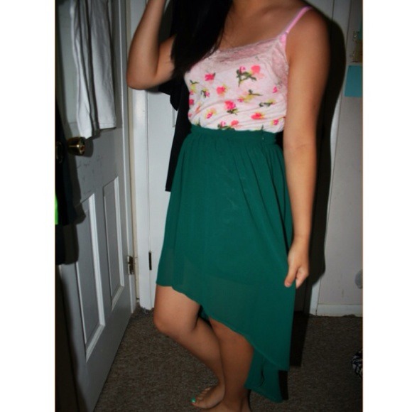 Green High To Low Skirt