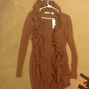 Long rust colored cardigan