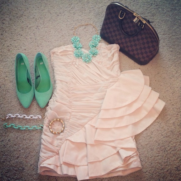 Ruffle peplum ruched party dress