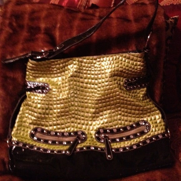 Black/lime green handbag