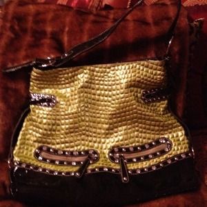 Black/lime green handbag
