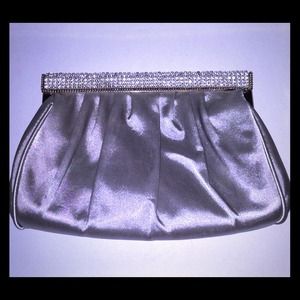 Beautiful silver satin clutch