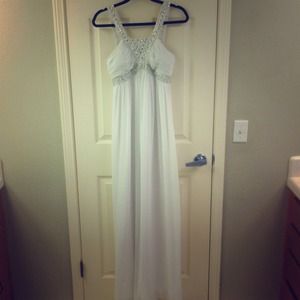 White Floor Length Dress with Embellishments