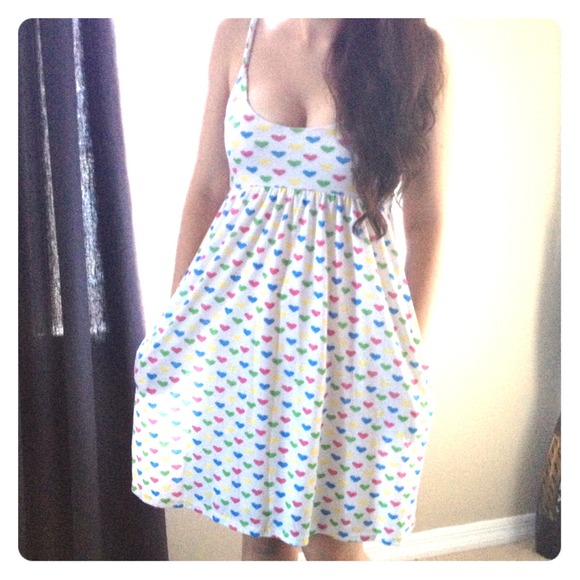 🌸SOLD🌸 Rainbow heart print dress (with pockets!)