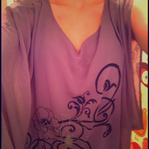 Flowy Purple Top with Draped Sleeves