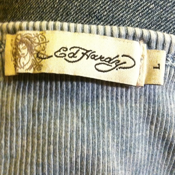 AUTHENTIC Ed Hardy Butterfly ribbed tank top - Picture 4 of 4