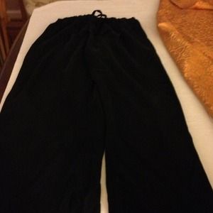 Black silk drawstring pants