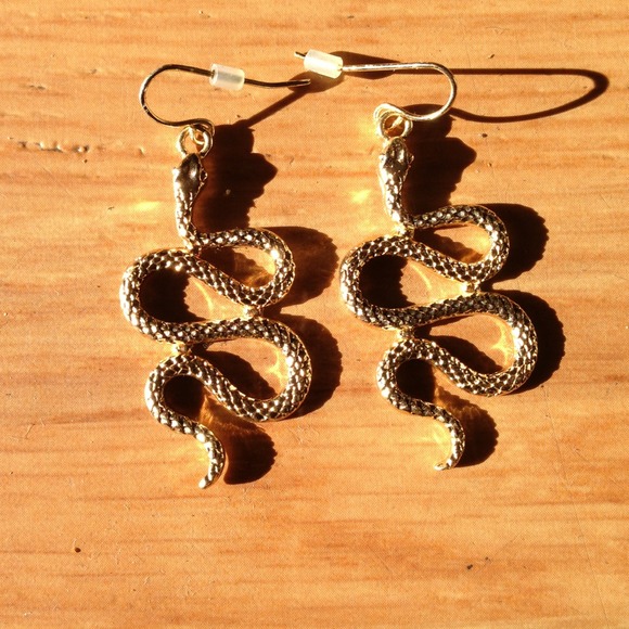 Snake gold tone earrings - Picture 1 of 4