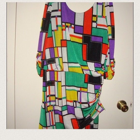 Geometric Print Colorful Wrap Plus Size Dress