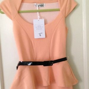 Peach peplum bodycon dress