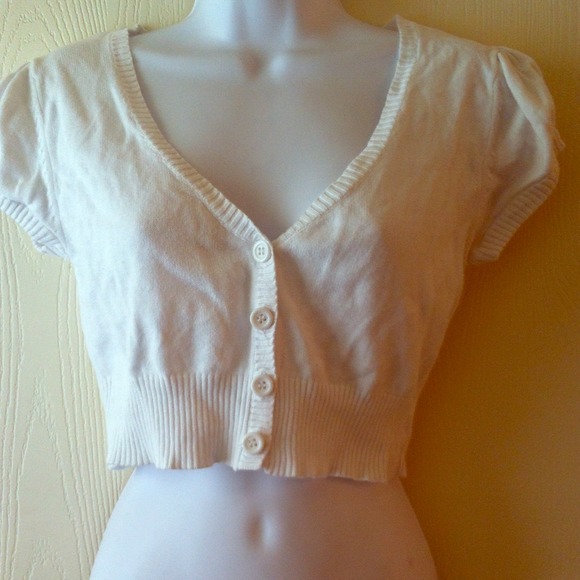 Short white cardigan.