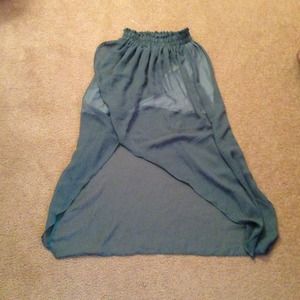 Blueish green high-low maxi skirt